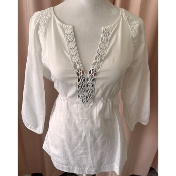 Ann Taylor white with silver sequin detail blouse size 6 - Picture 1 of 6